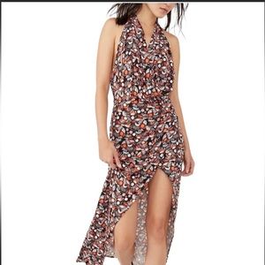 Free People Daria Halter Wrap Dress Black Combo